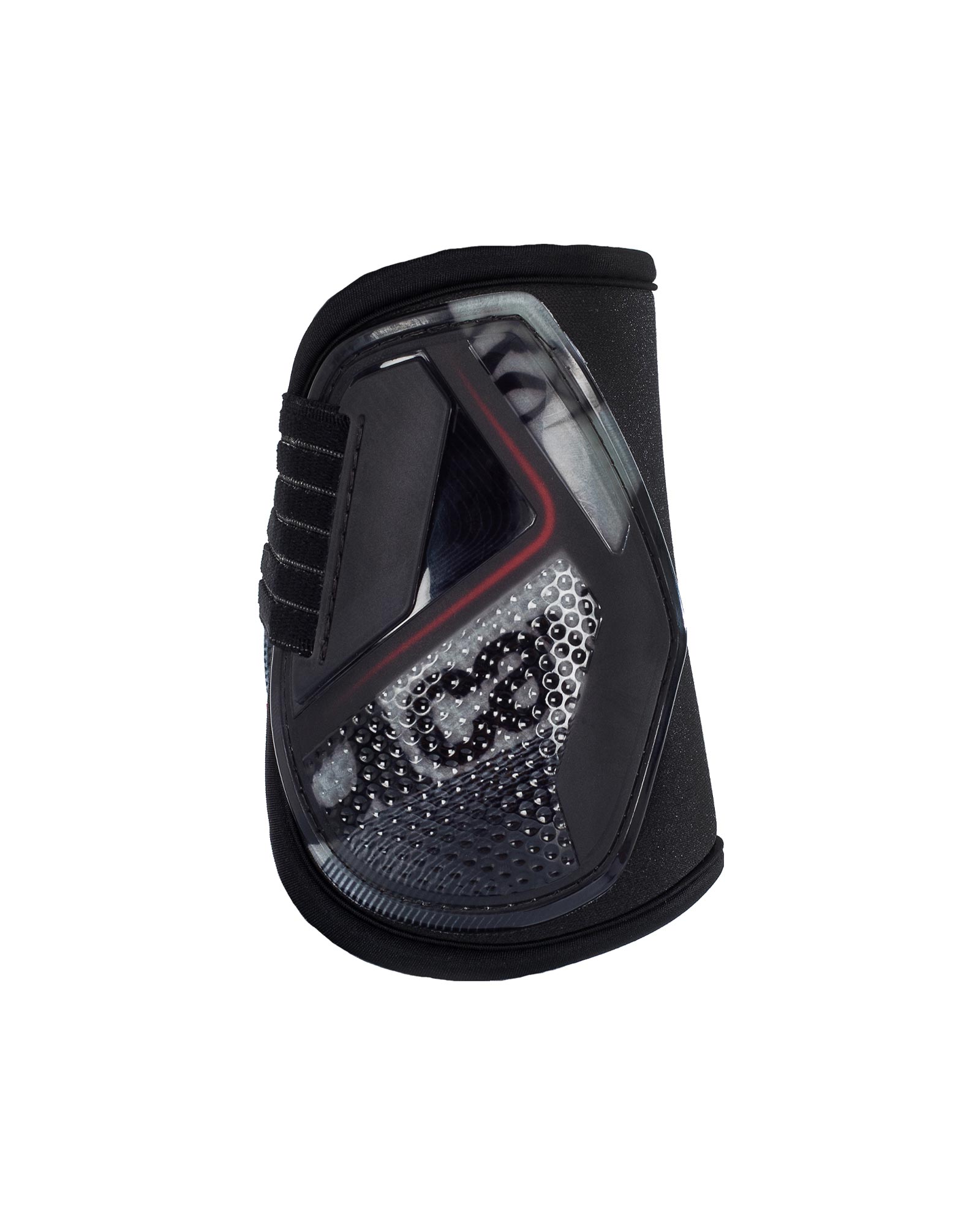 ACAVALLO Opera Streichkappen mit Hartschale, Gel und E-Click Verschlüssen - BLACK / RED