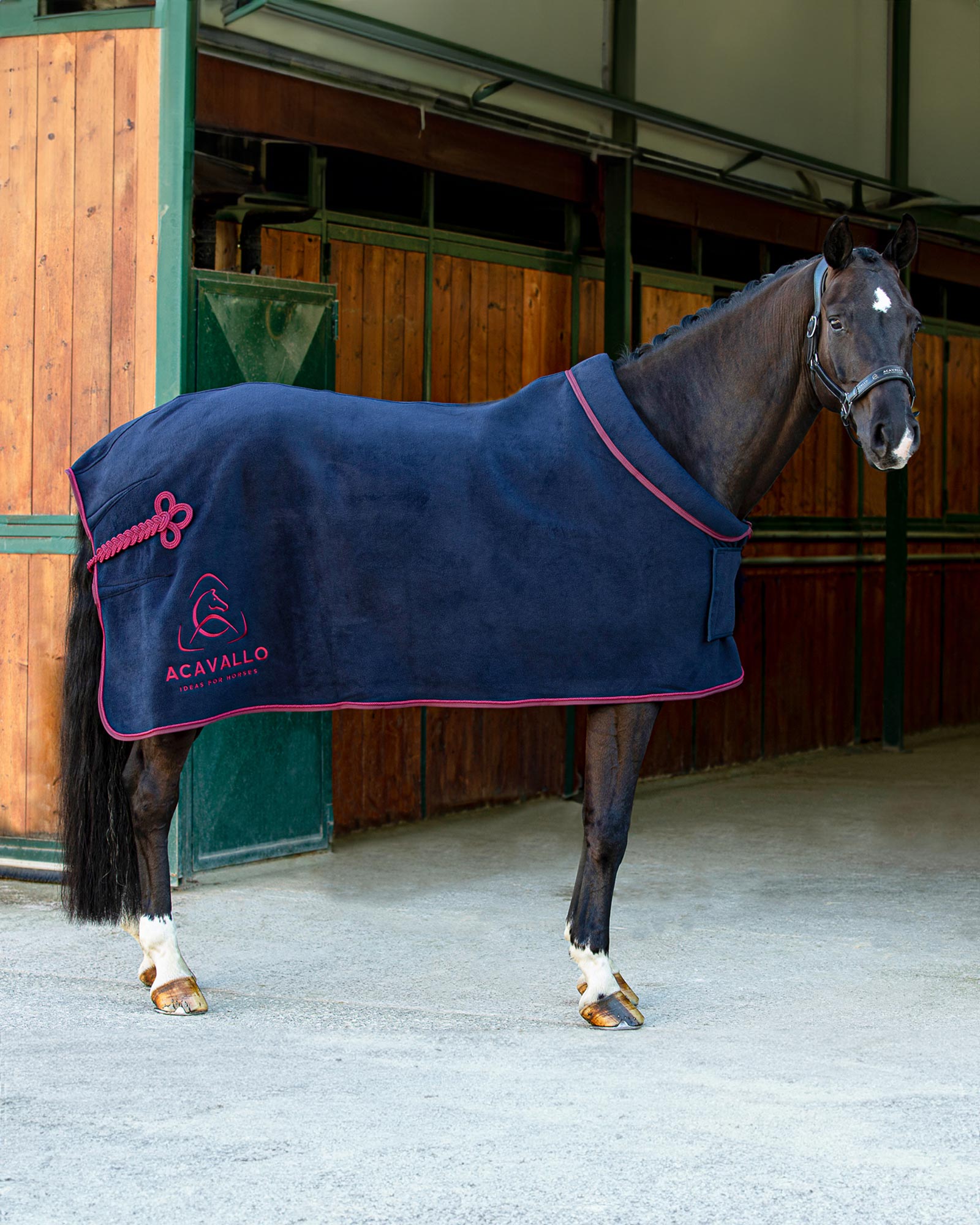 ACAVALLO Fleece-Abschwitzdecke (800g) mit gefüttertem Halsabschluss