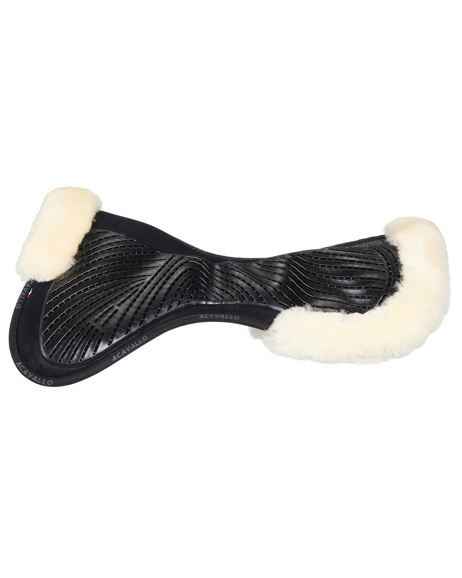 ACAVALLO Close Contact Gel & Memory Foam Halfpad w/Sheepskin - BLACK / NATURAL