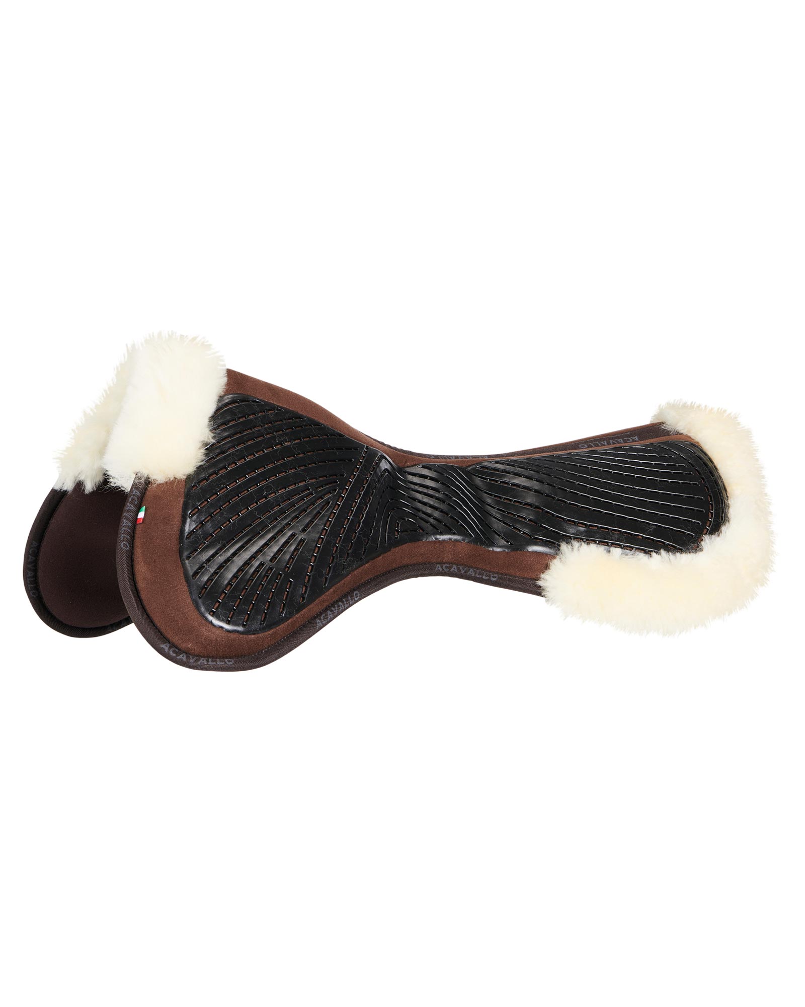 ACAVALLO Close Contact Gel & Memory Foam Halfpad w/Sheepskin - BROWN / NATURAL