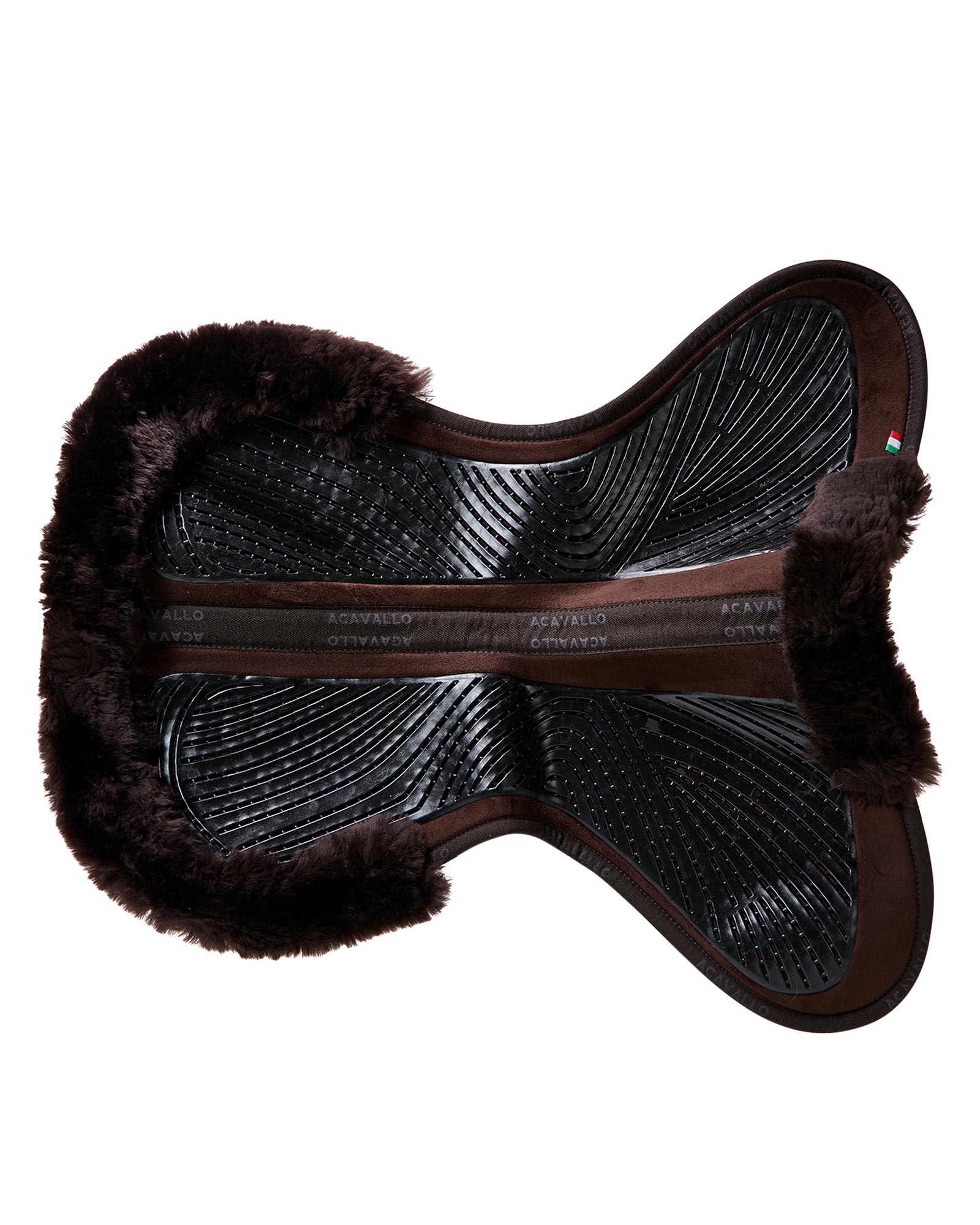 ACAVALLO Close Contact Twin Sided Gel Halfpad w/Sheepskin Edge - BROWN