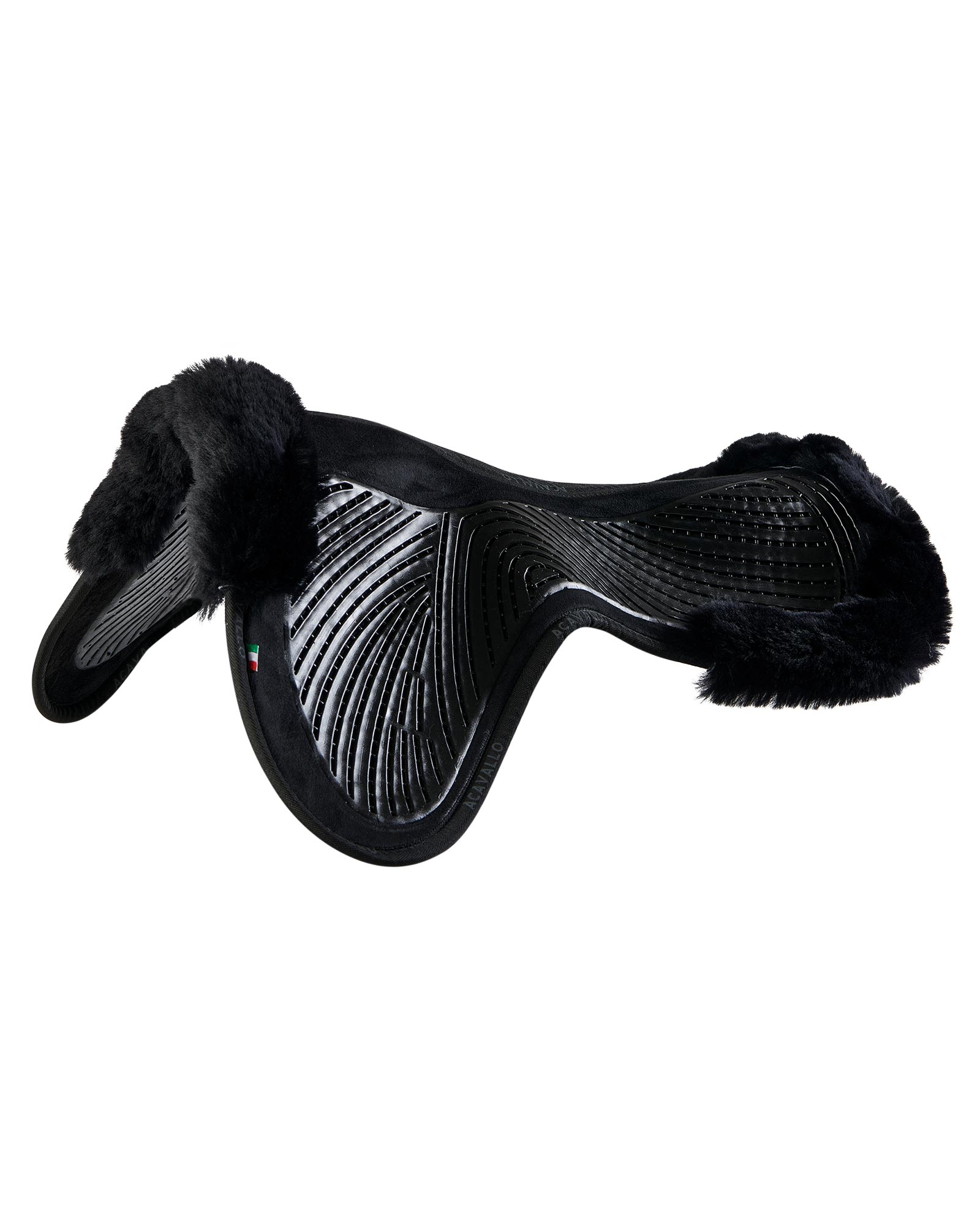 ACAVALLO Close Contact Twin Sided Gel Halfpad w/Sheepskin Edge - BLACK