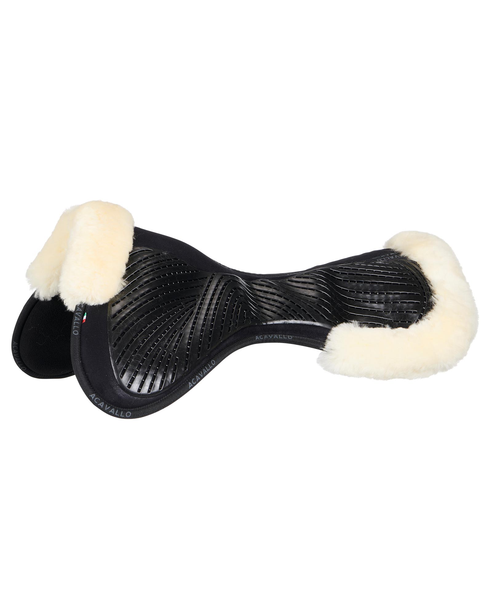 ACAVALLO Close Contact Gel & Memory Foam Halfpad w/Sheepskin - BLACK / NATURAL
