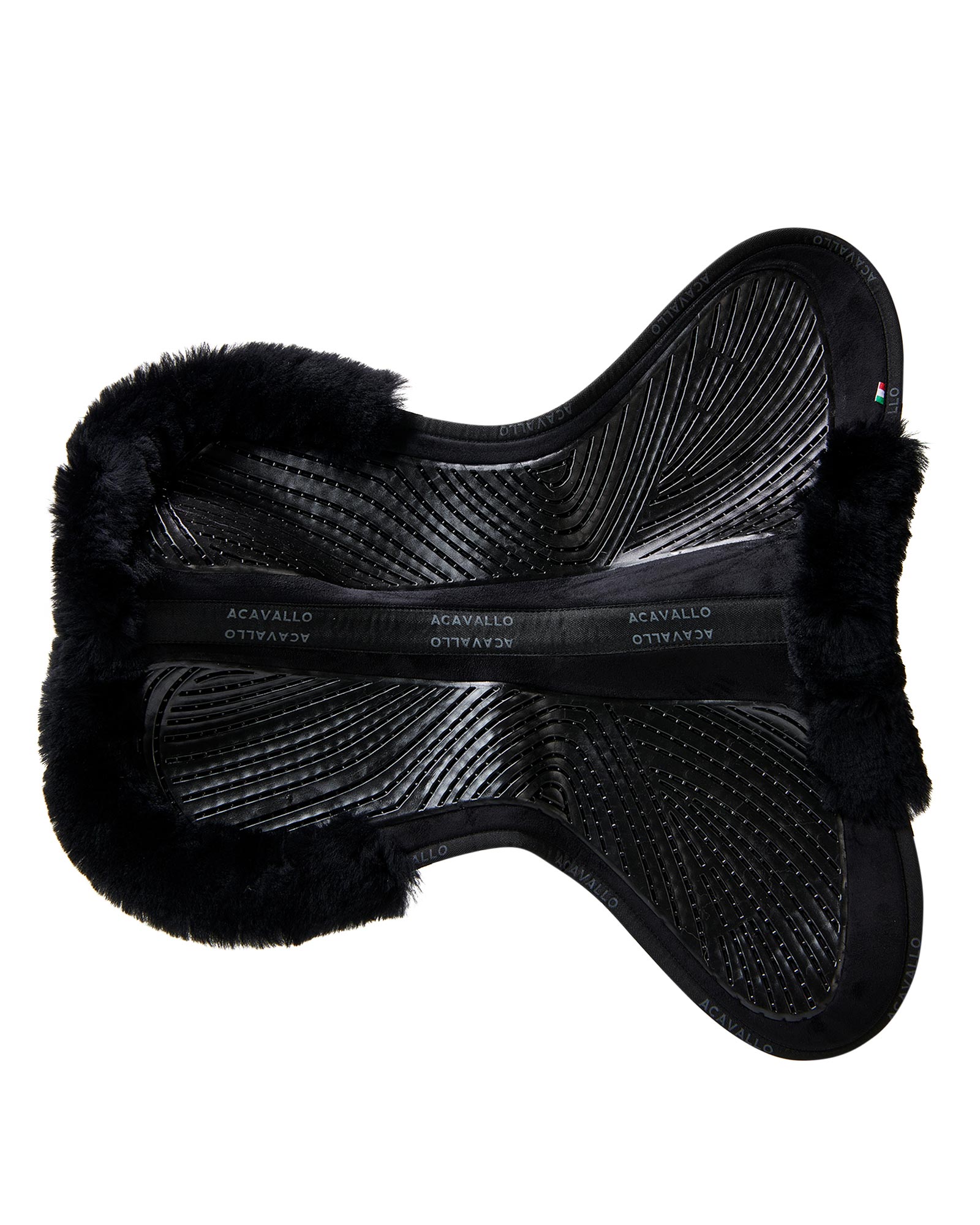ACAVALLO Close Contact Twin Sided Gel Halfpad w/Sheepskin Edge - BLACK
