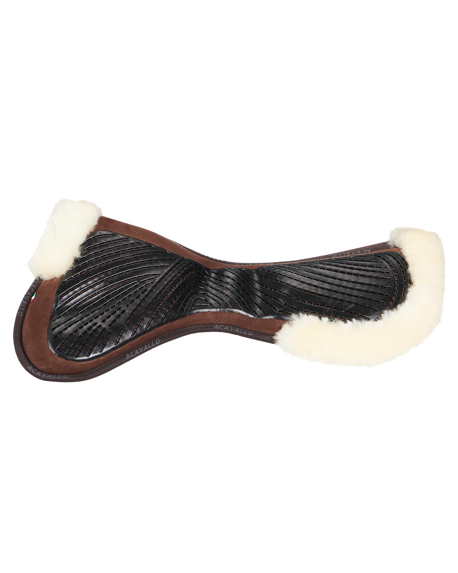 ACAVALLO Close Contact Gel & Memory Foam Halfpad w/Sheepskin - BROWN / NATURAL