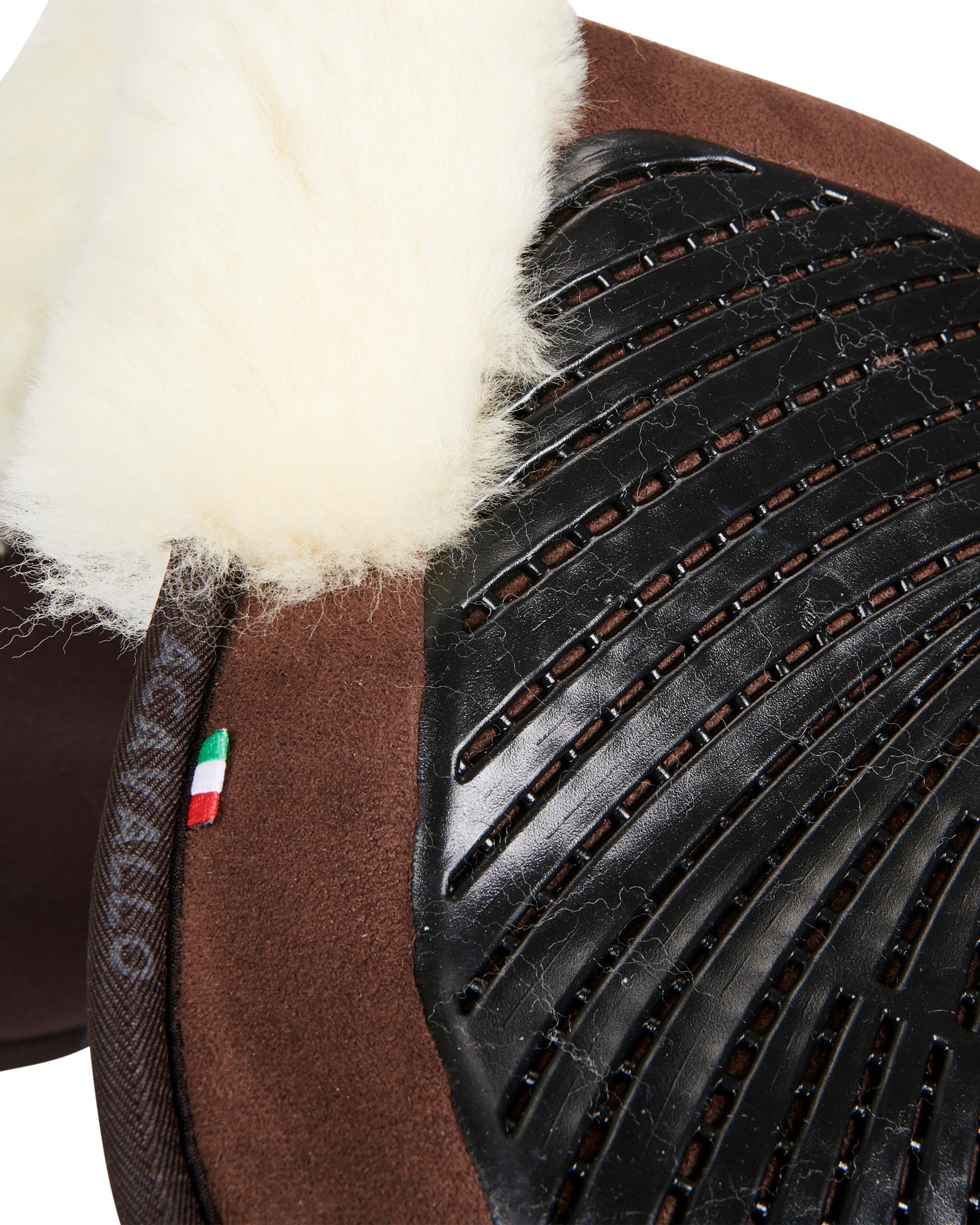 ACAVALLO Close Contact Gel & Memory Foam Halfpad w/Sheepskin - BROWN / NATURAL