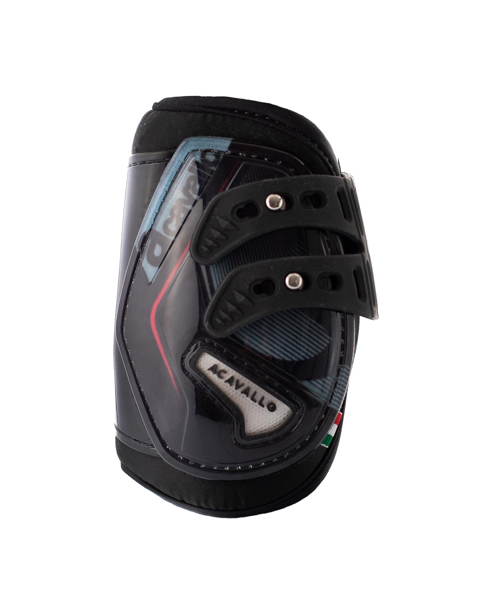 ACAVALLO Opera Streichkappen mit Hartschale, Gel und elastischen Schnellverschlüssen - BLACK / RED