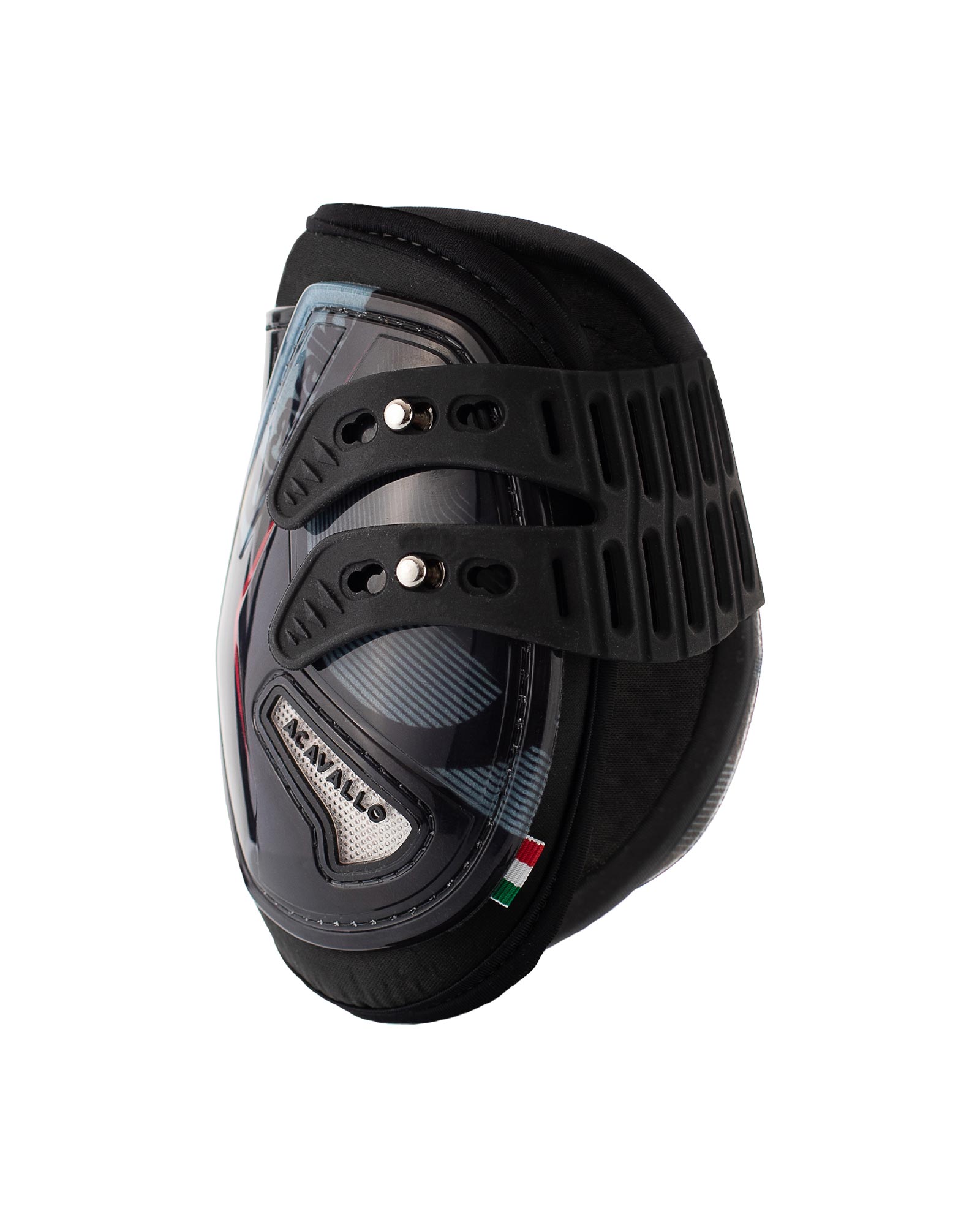 ACAVALLO Opera Streichkappen mit Hartschale, Gel und elastischen Schnellverschlüssen - BLACK / RED